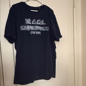 Karl Lagerfeld navy  Tee with White Logo Print size XXL